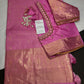Kanch Light Weight Semi Silk Pink Checked Saree - 