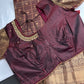 Kanch Light Weight Semi Silk Brown Checked Saree - 