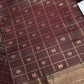 Kanch Light Weight Semi Silk Brown Checked Saree - 