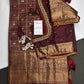 Kanch Light Weight Semi Silk Brown Checked Saree - 