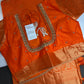 Kanch Light Weight Semi Silk Orange Checked Saree - 