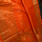 Kanch Light Weight Semi Silk Orange Checked Saree - 