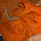 Kanch Light Weight Semi Silk Orange Checked Saree - 