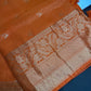 Kanch Light Weight Semi Silk Orange Checked Saree - 