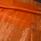 Kanch Light Weight Semi Silk Orange Checked Saree - 