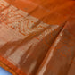 Kanch Light Weight Semi Silk Orange Checked Saree - 