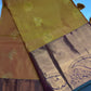 Kanch Light Weight Semi Silk Mustard Brown Checked Saree - 