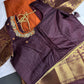 Semi Gadwal Brown Pattu Silk Saree - 