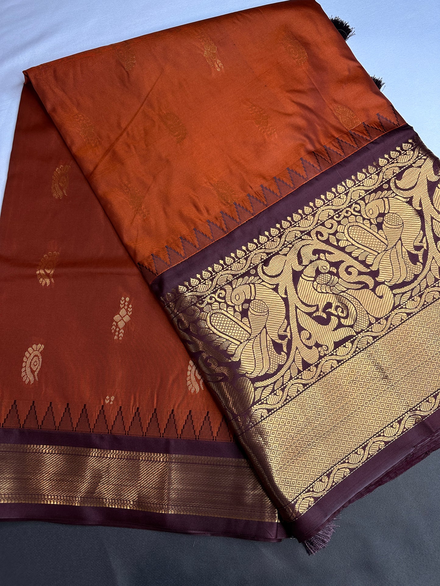 Semi Gadwal Brown Pattu Silk Saree - 