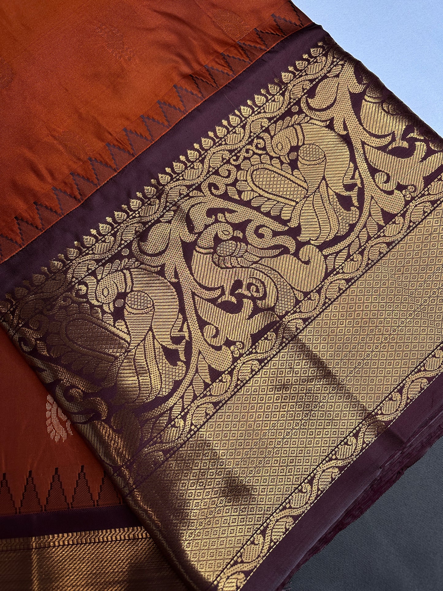 Semi Gadwal Brown Pattu Silk Saree - 
