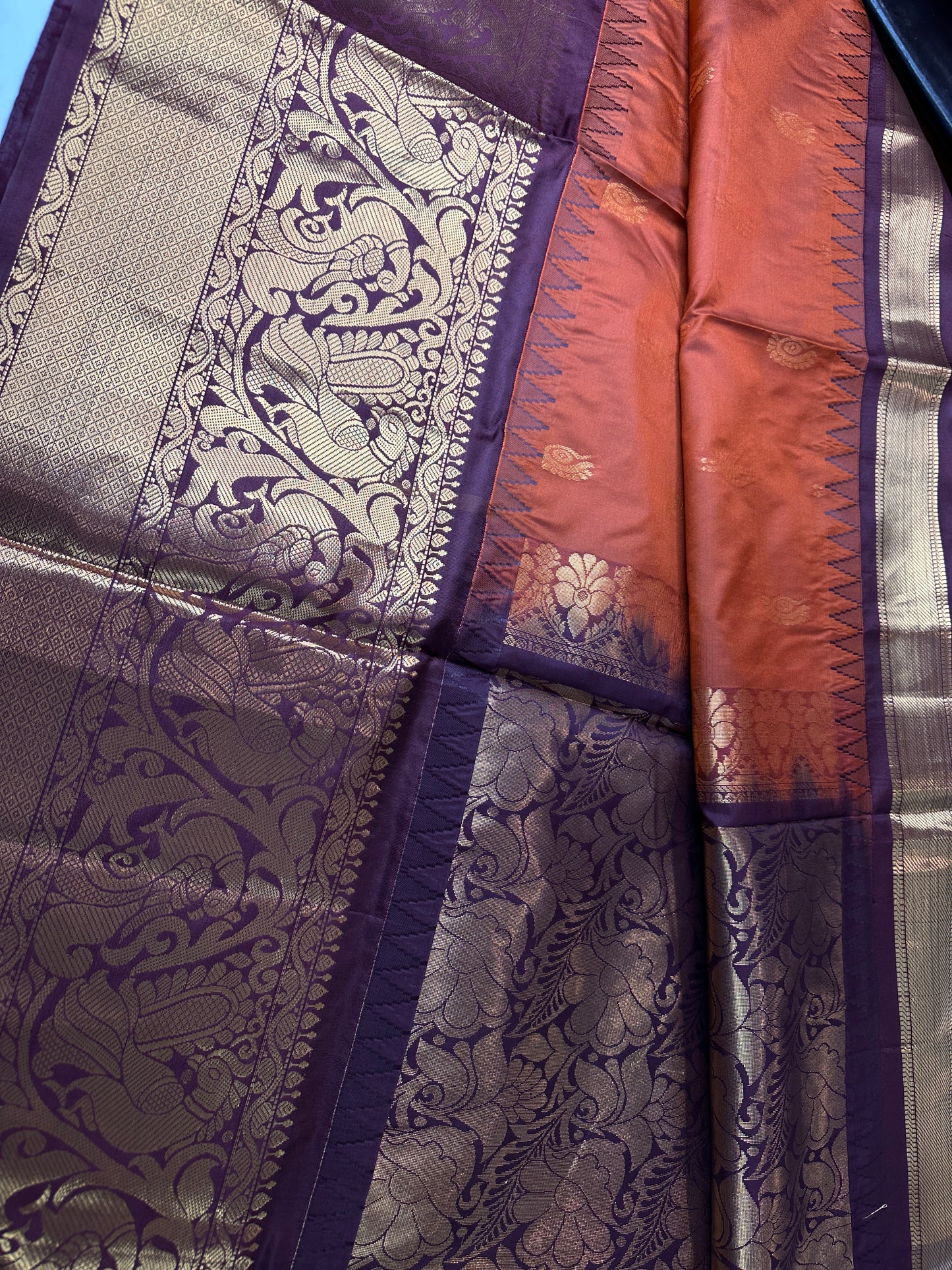 Semi Gadwal Brown Pattu Silk Saree - 