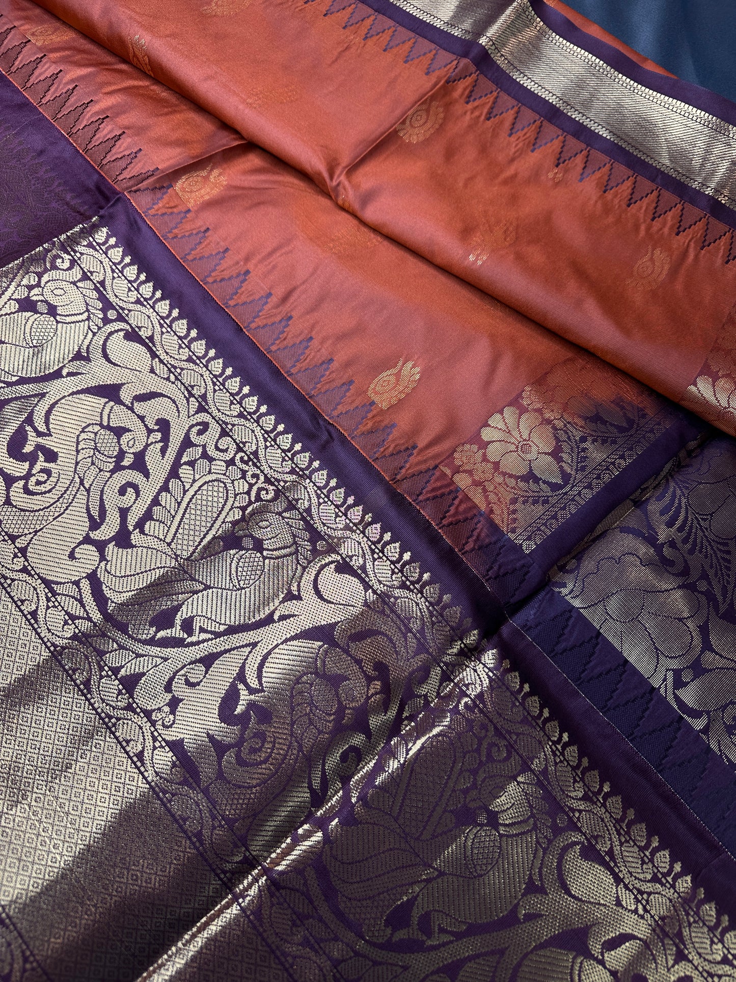 Semi Gadwal Brown Pattu Silk Saree - 