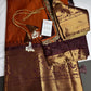 Semi Gadwal Brown Pattu Silk Saree - 