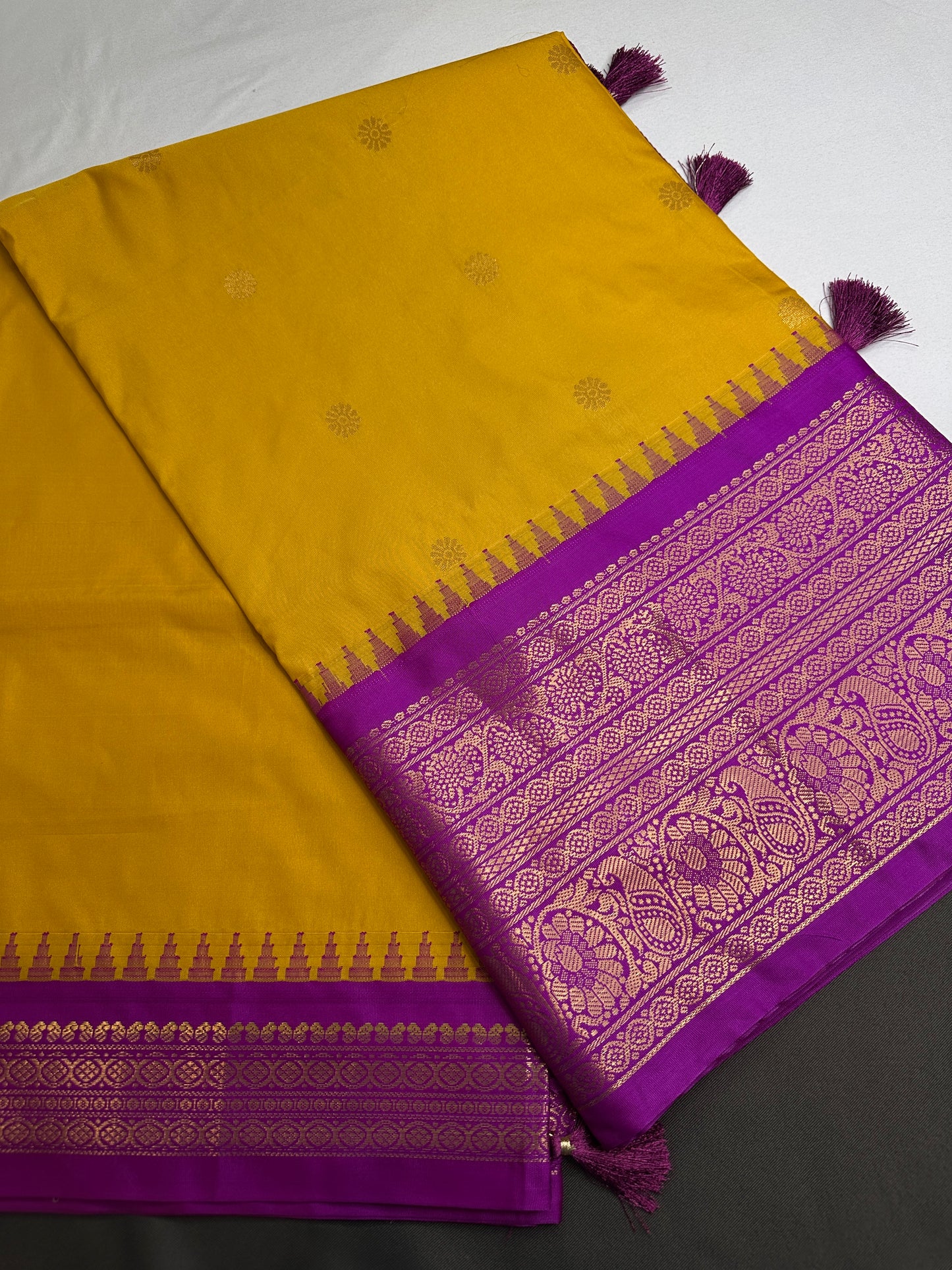 Semi Gadwal Yellow Pattu Silk Saree - 