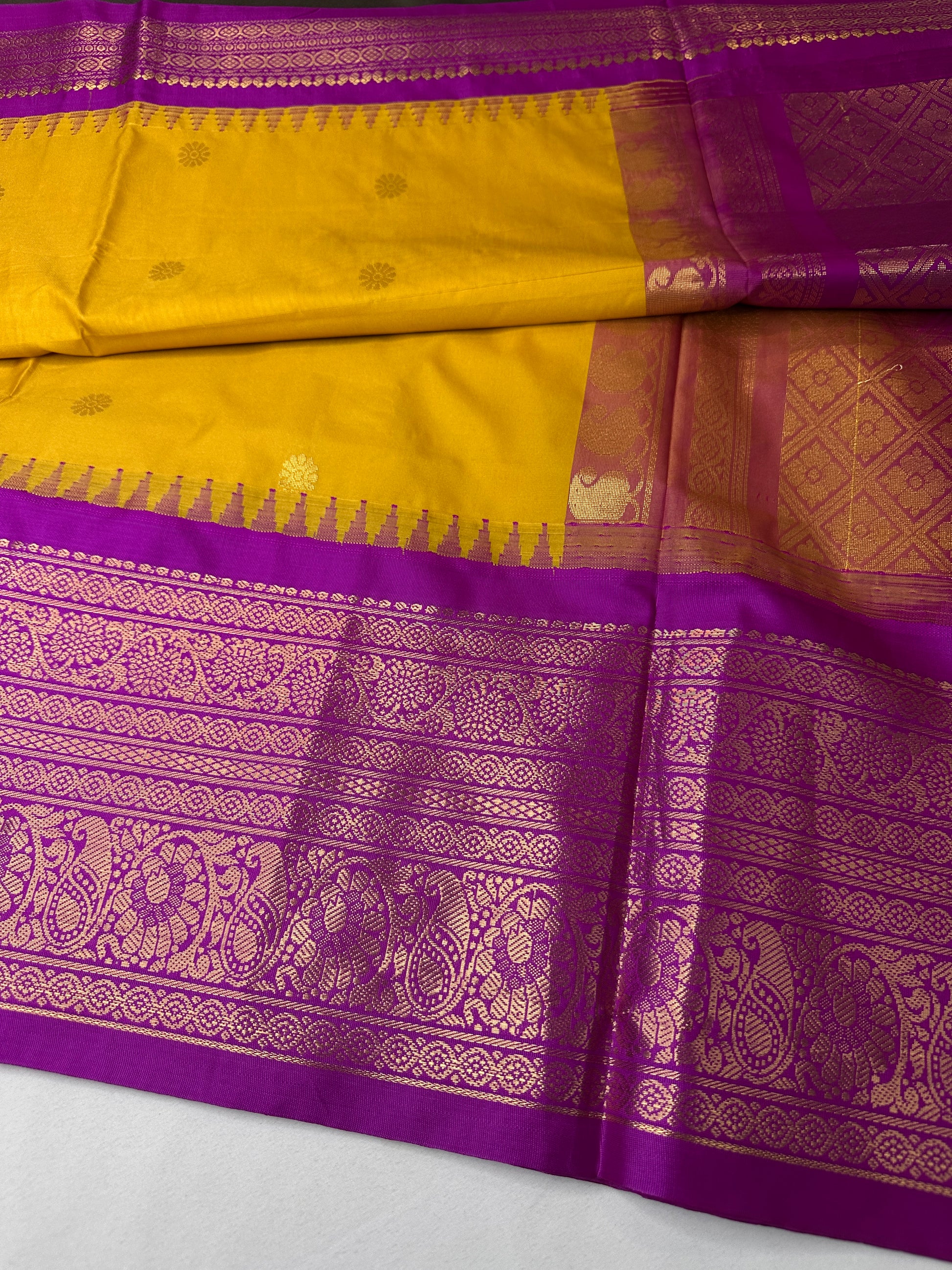 Semi Gadwal Yellow Pattu Silk Saree - 