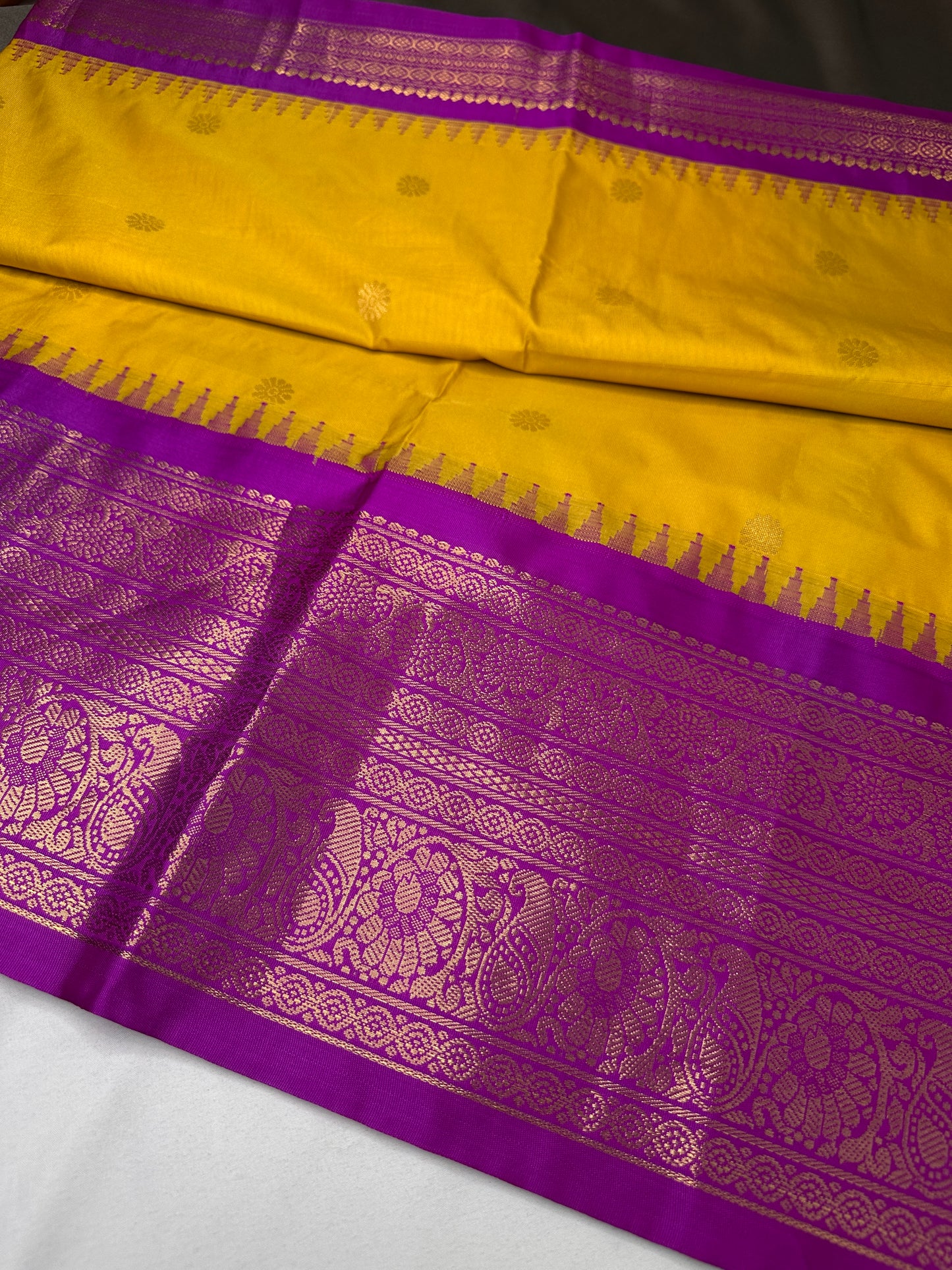 Semi Gadwal Yellow Pattu Silk Saree - 