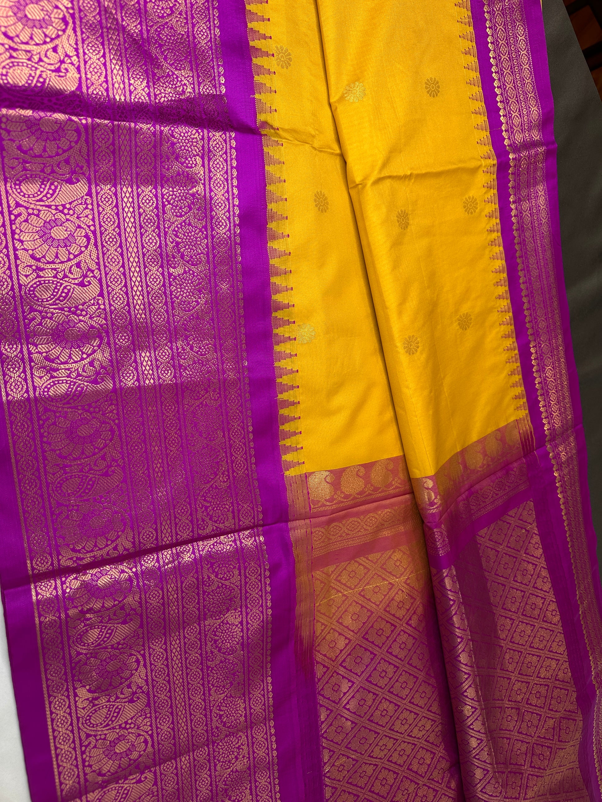 Semi Gadwal Yellow Pattu Silk Saree - 