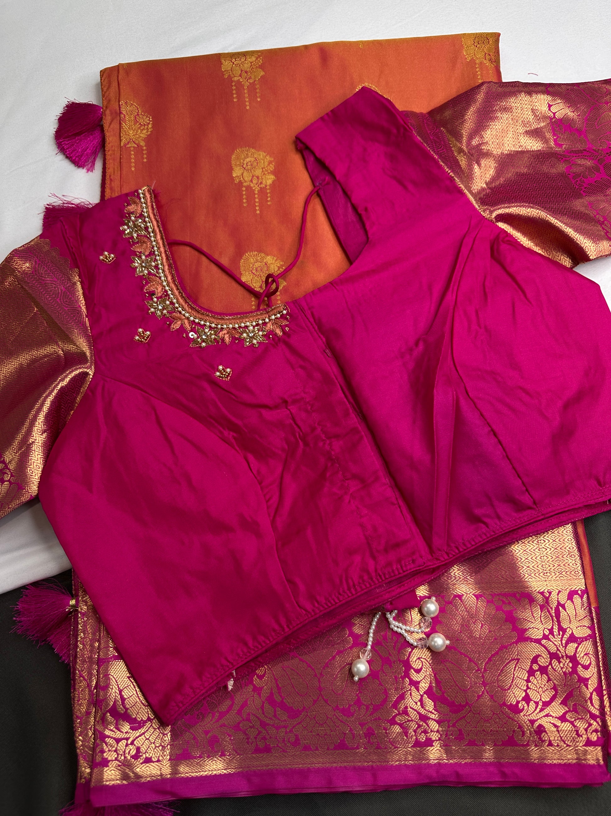 Semi Gadwal Peach Pink Pattu Silk Saree - 