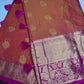 Semi Gadwal Peach Pink Pattu Silk Saree - 