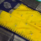 Gadwal Yellow Purple Pattu Soft Silk Saree - 