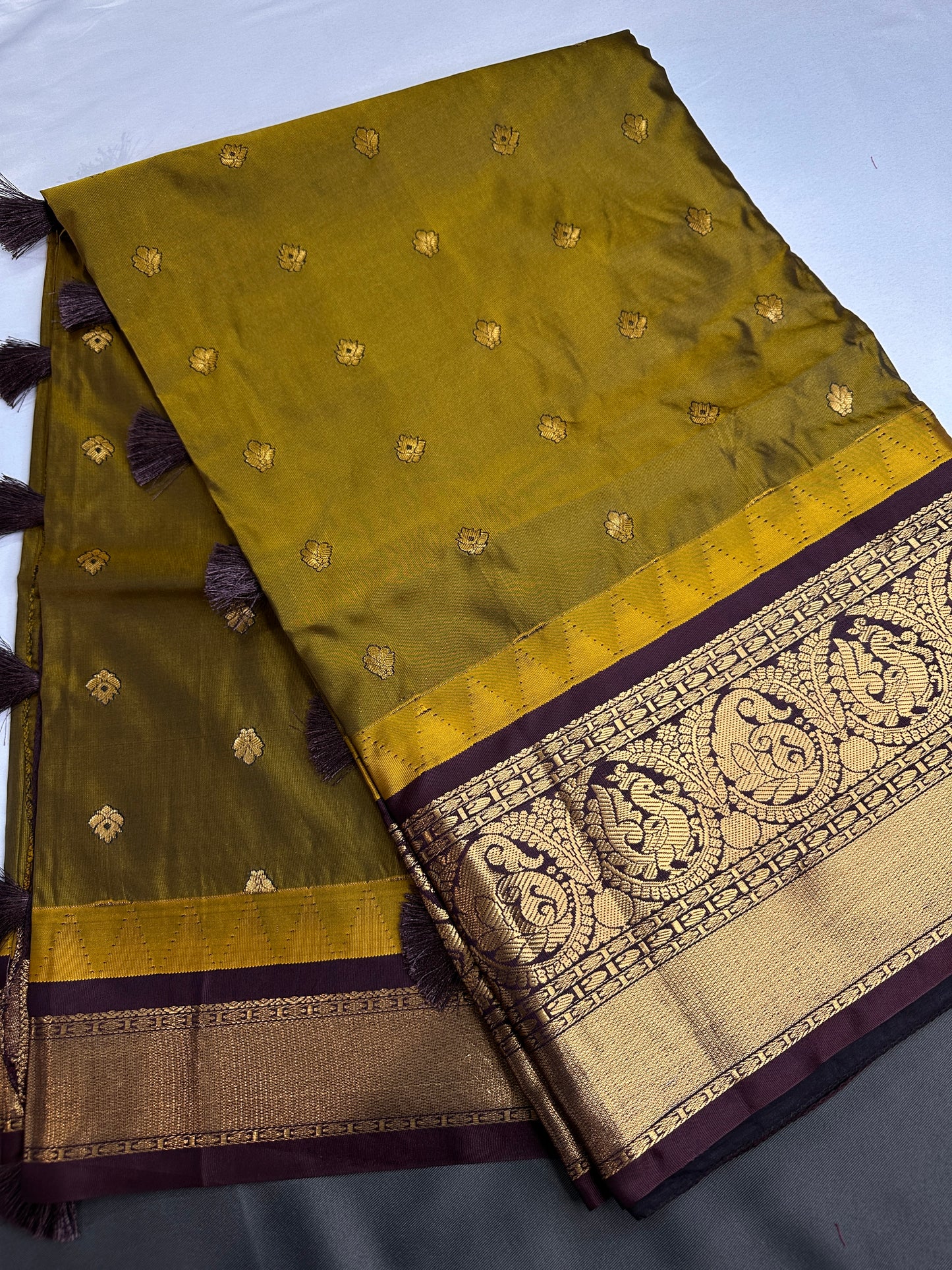 Semi Gadwal Green Purple Pattu Silk Saree - 