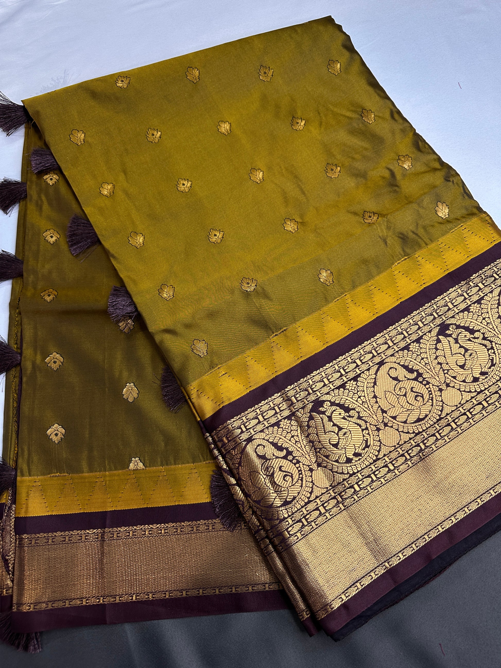 Semi Gadwal Green Purple Pattu Silk Saree - 