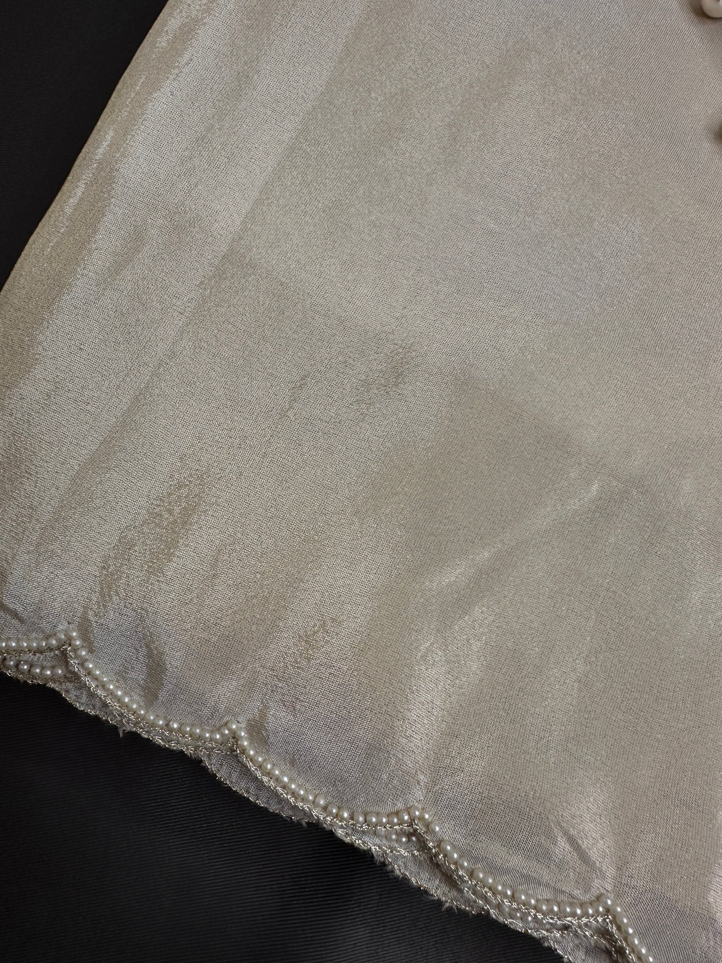 Cream Tissue Saree With Gotta Patti Work - 