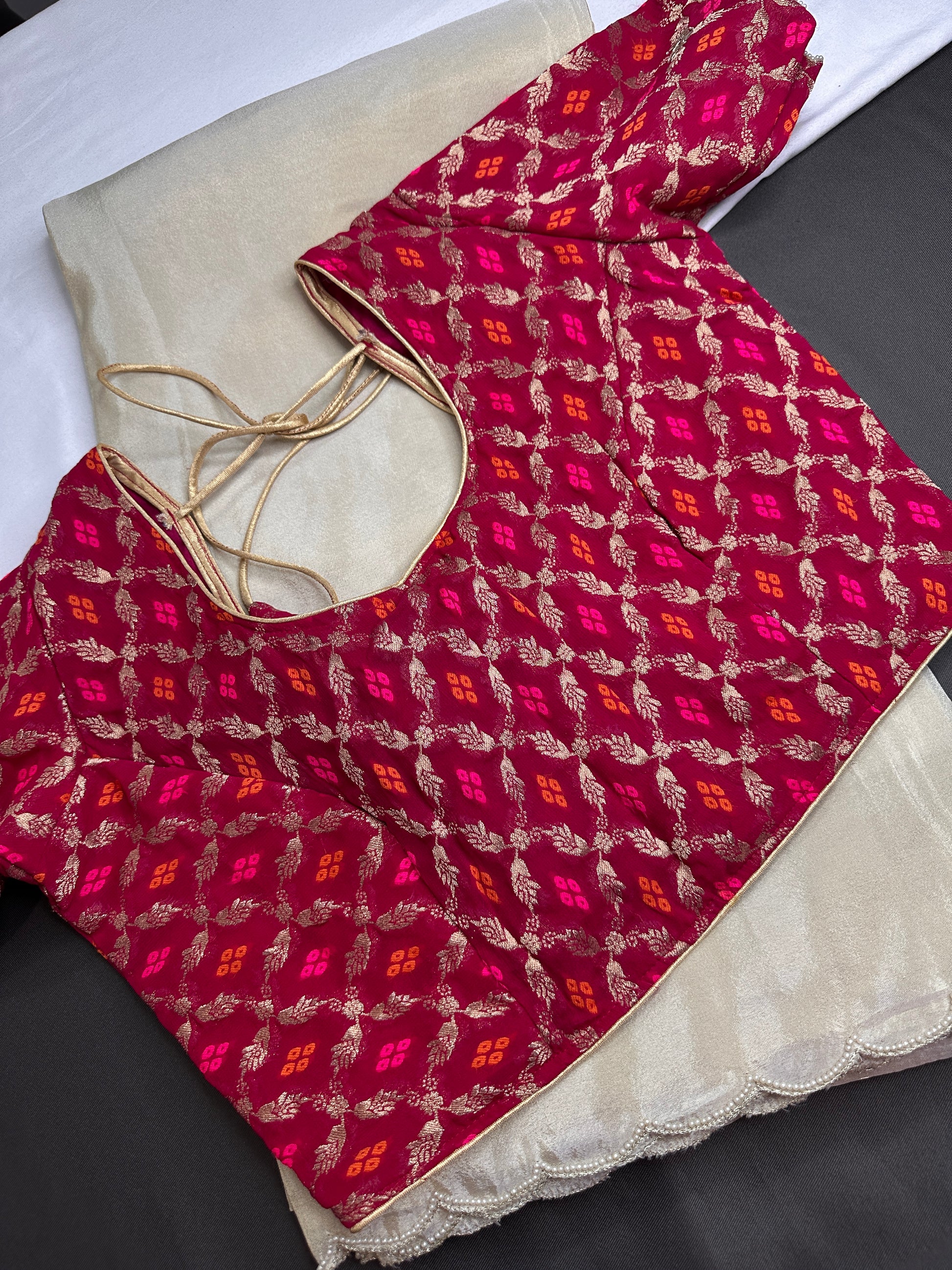 Cream Tissue Saree With Gotta Patti Work - 