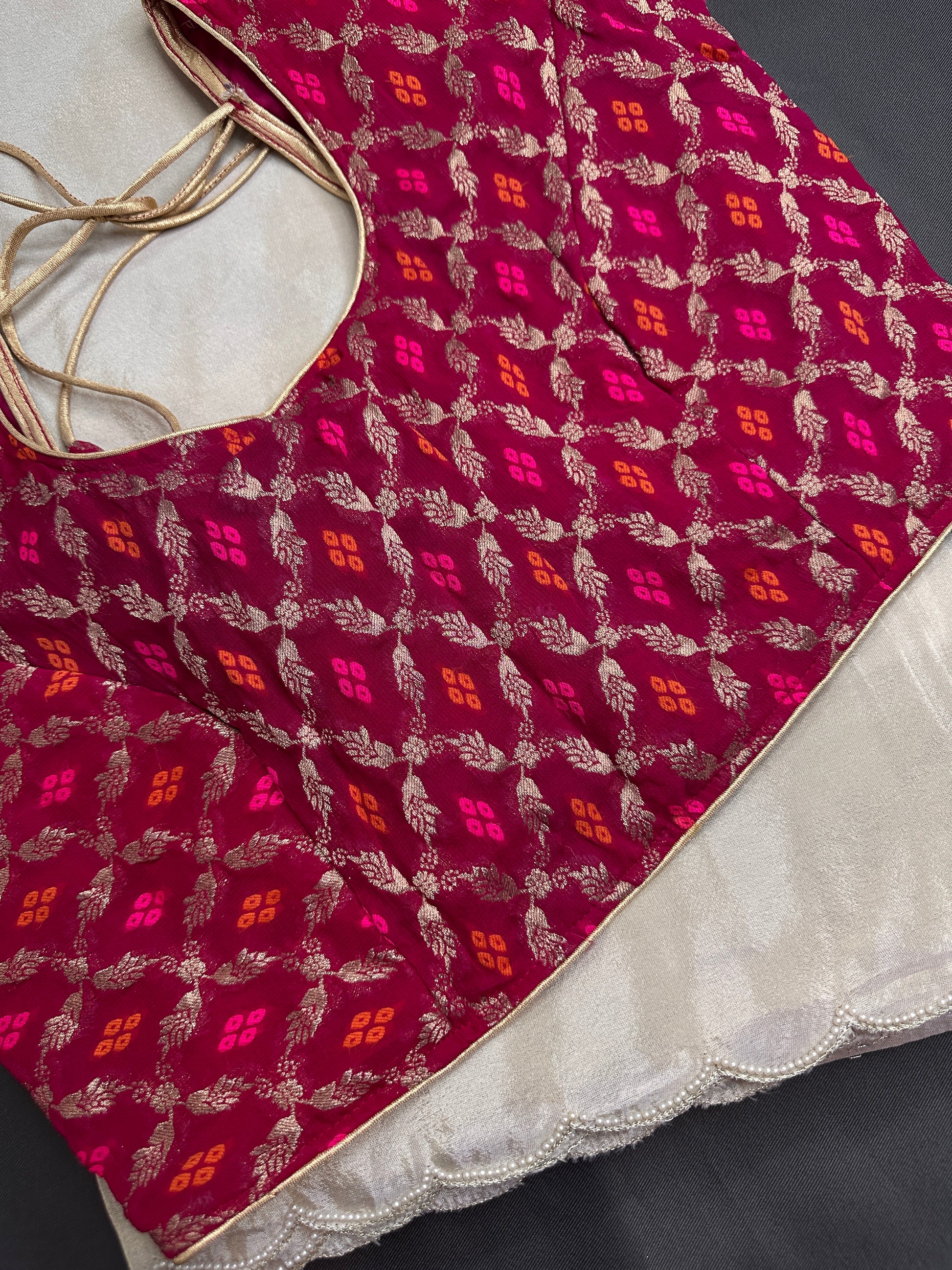 Cream Tissue Saree With Gotta Patti Work - 