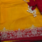 Yellow Crepe Saree With Aari Work - 