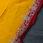 Yellow Crepe Saree With Aari Work - 