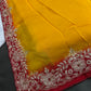 Yellow Crepe Saree With Aari Work - 