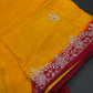 Yellow Crepe Saree With Aari Work - 