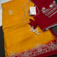 Yellow Crepe Saree With Aari Work - 