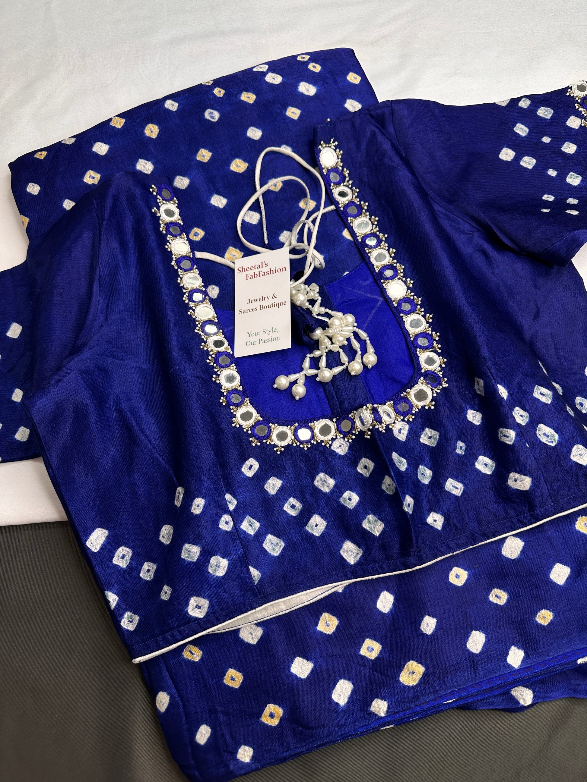 Bandhani Bhandej Blue Modal Silk Saree - 