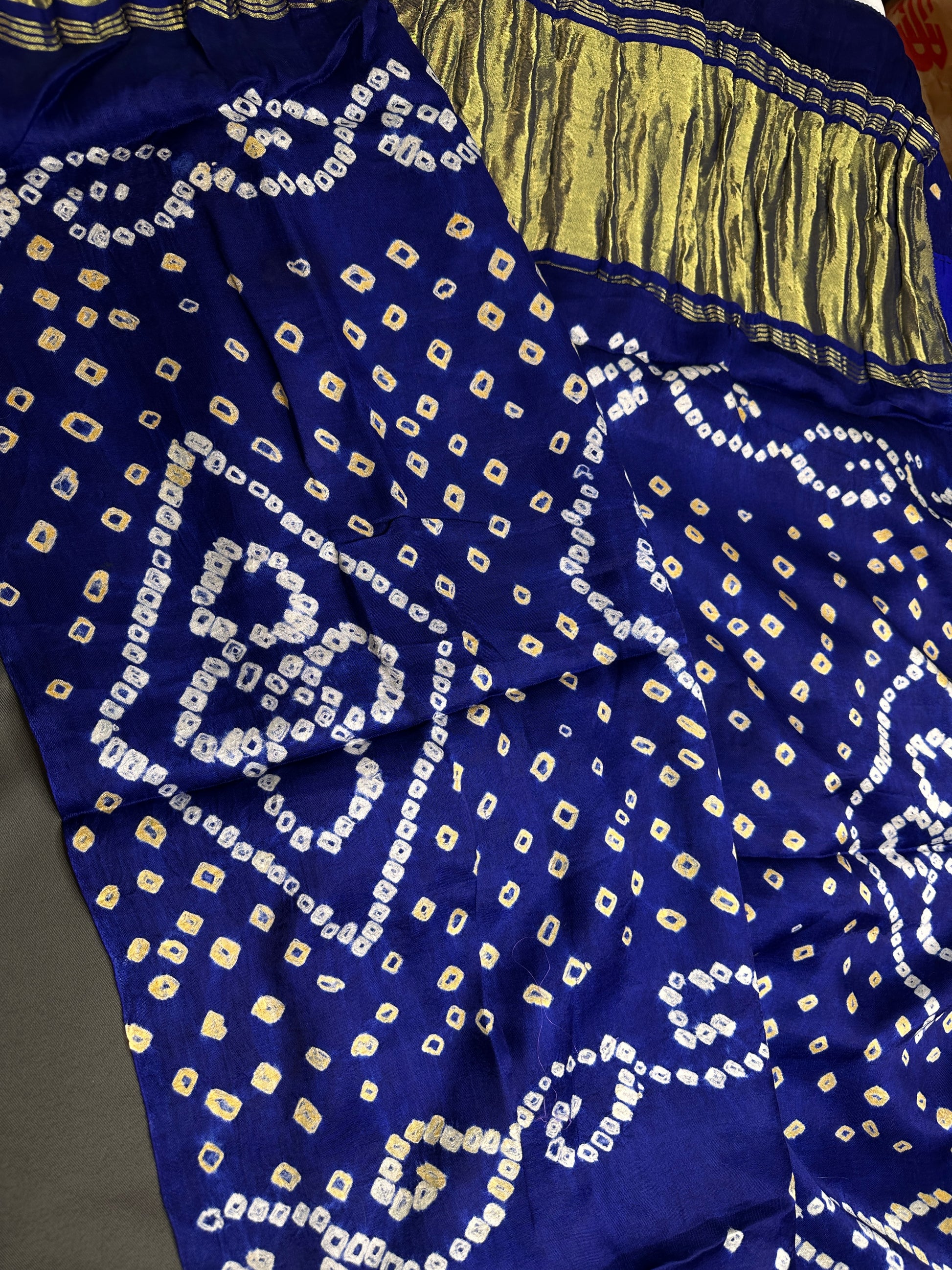 Bandhani Bhandej Blue Modal Silk Saree - 