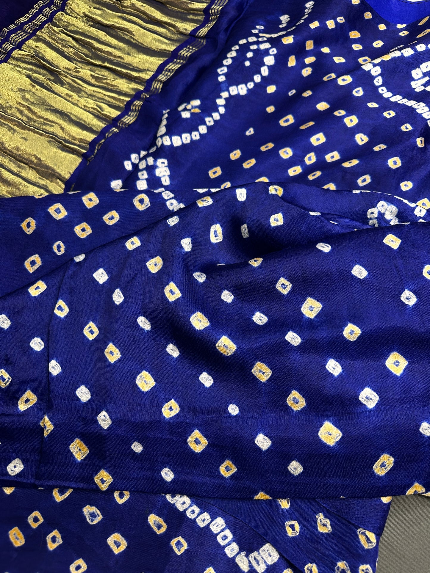 Bandhani Bhandej Blue Modal Silk Saree - 