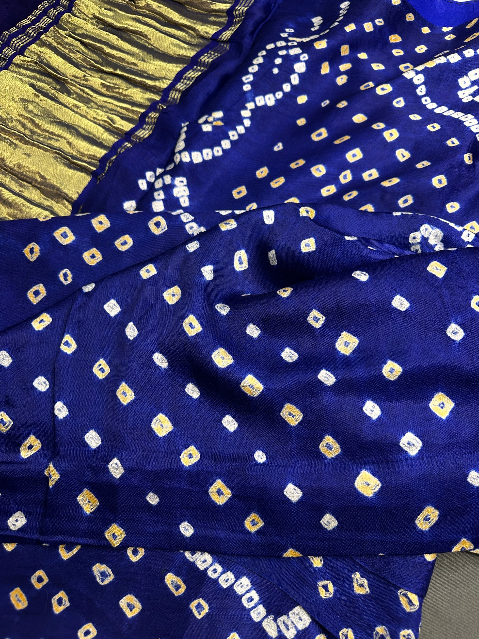 Bandhani Bhandej Blue Modal Silk Saree - 