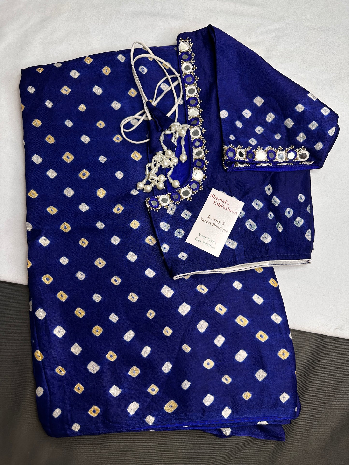 Bandhani Bhandej Blue Modal Silk Saree - 