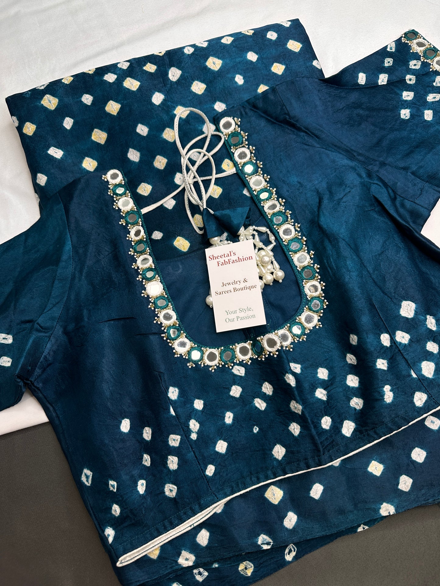 Bandhani Bhandej Teal Modal Silk Saree - 