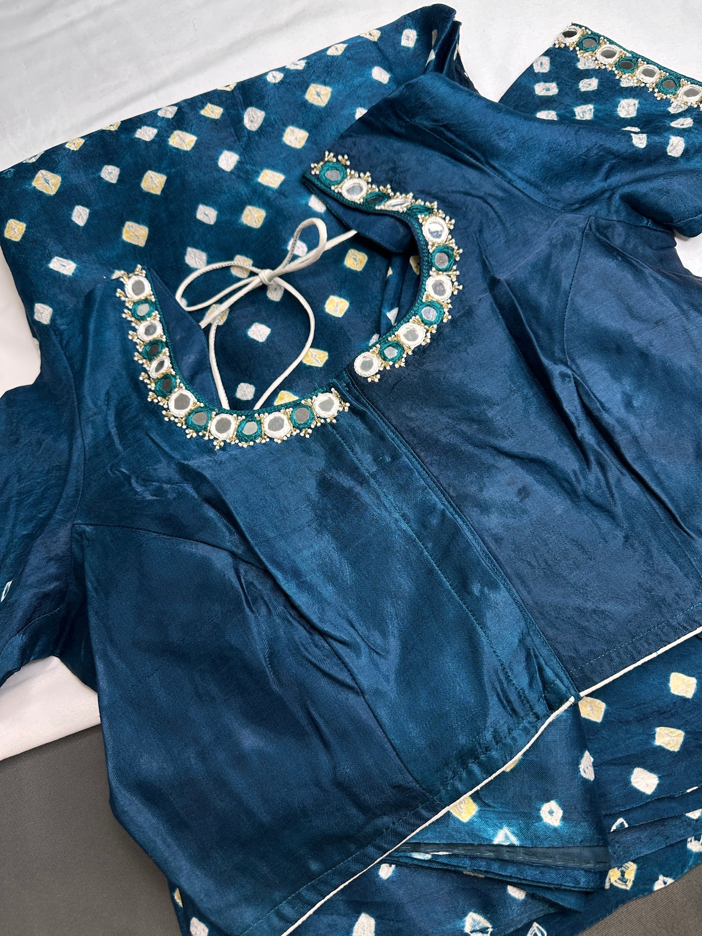 Bandhani Bhandej Teal Modal Silk Saree - 