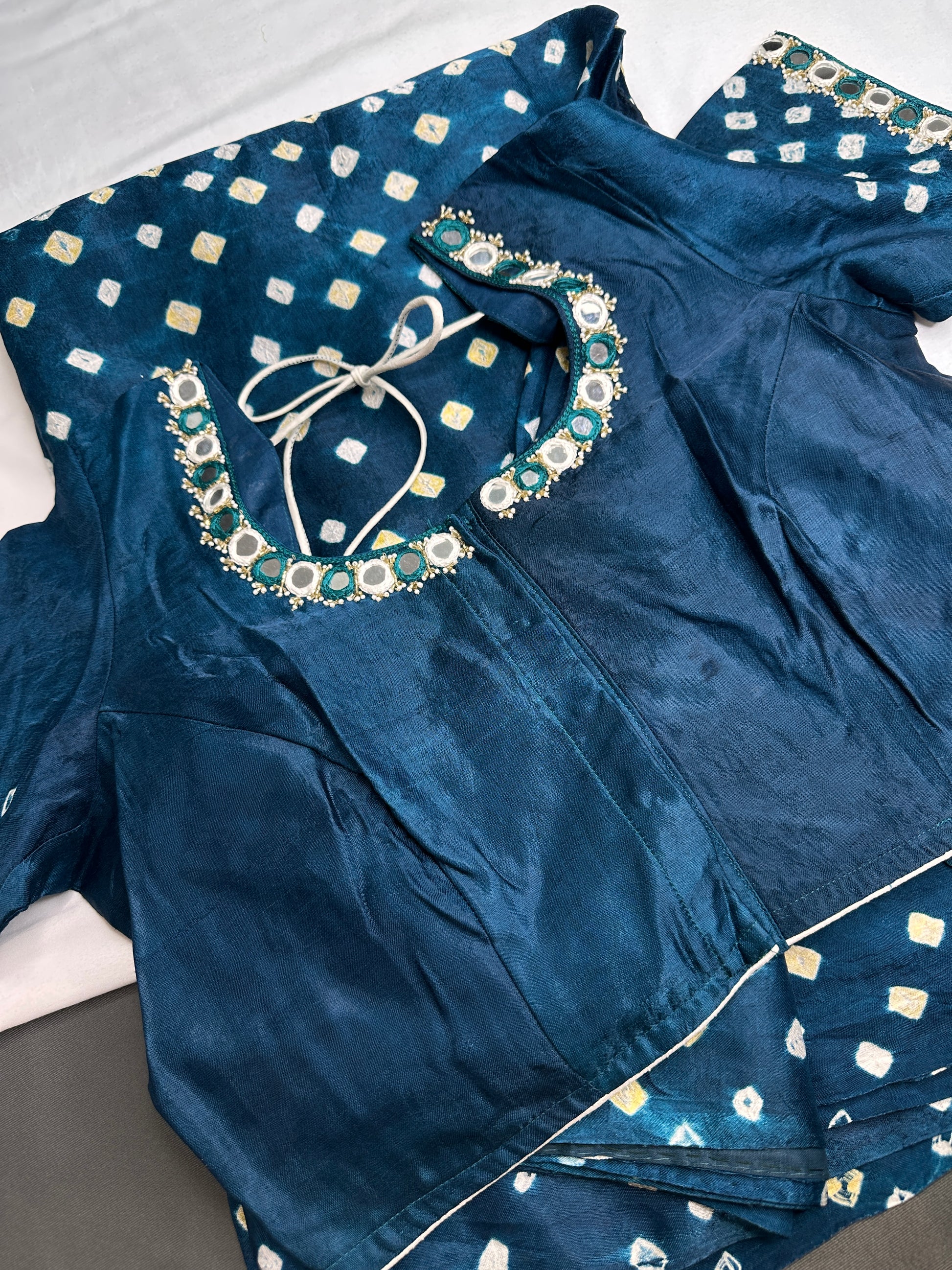 Bandhani Bhandej Teal Modal Silk Saree - 