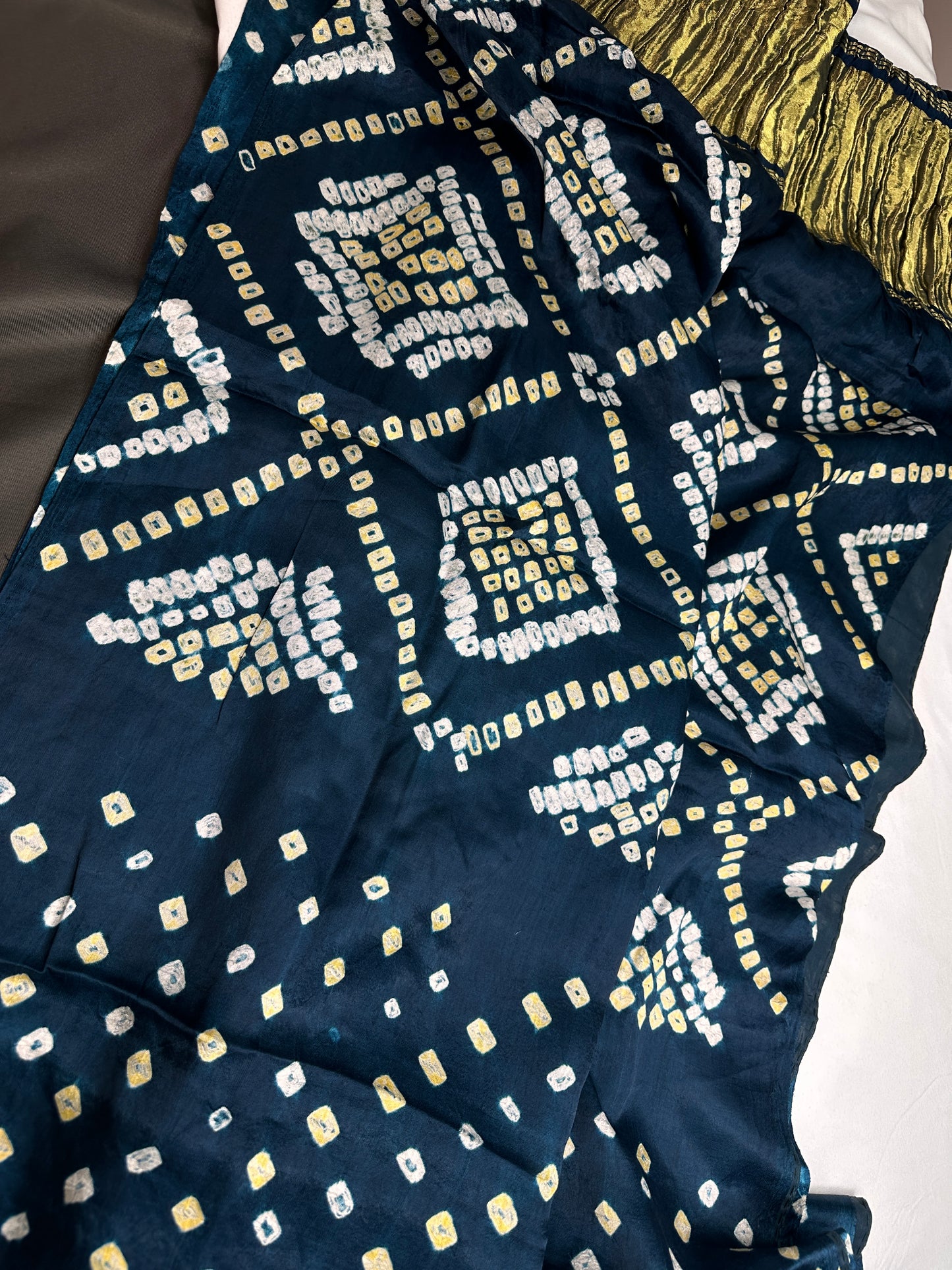 Bandhani Bhandej Teal Modal Silk Saree - 