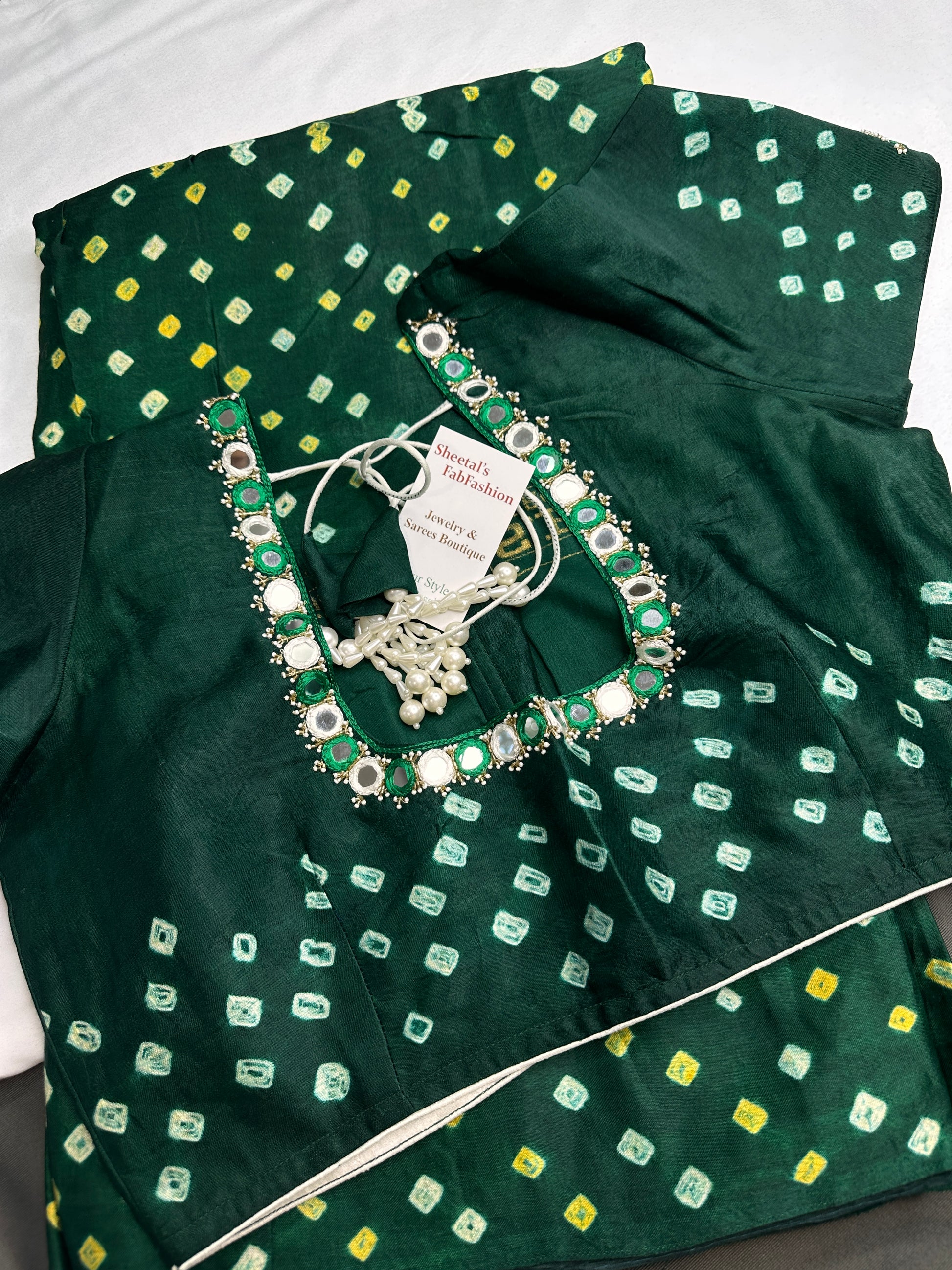Bandhani Bhandej Green Modal Silk Saree - 