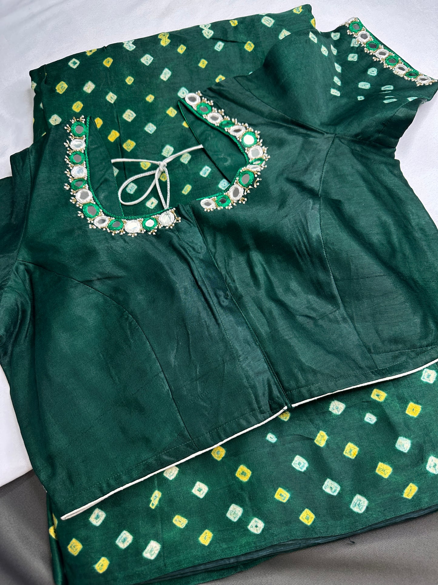 Bandhani Bhandej Green Modal Silk Saree - 