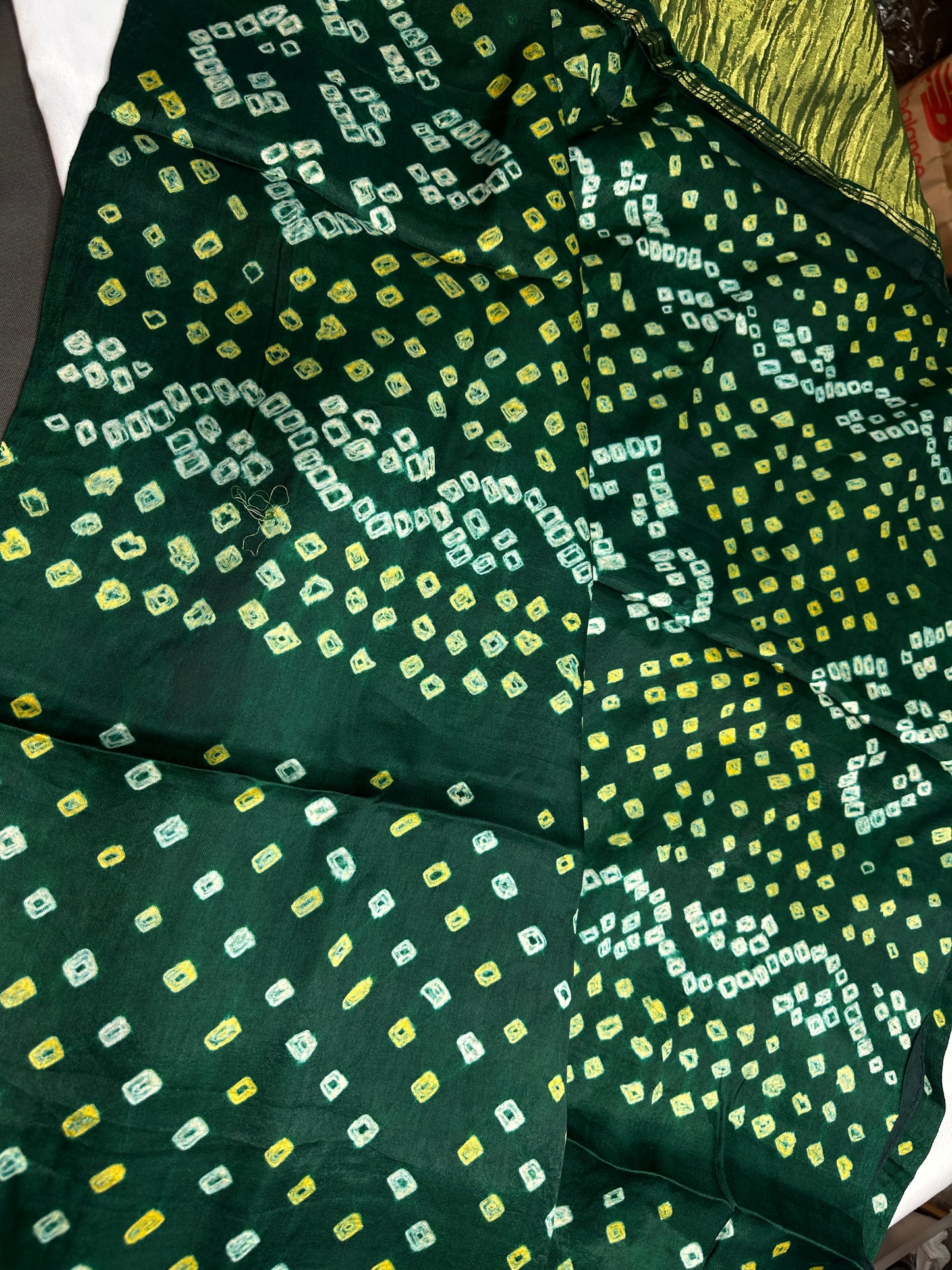 Bandhani Bhandej Green Modal Silk Saree - 