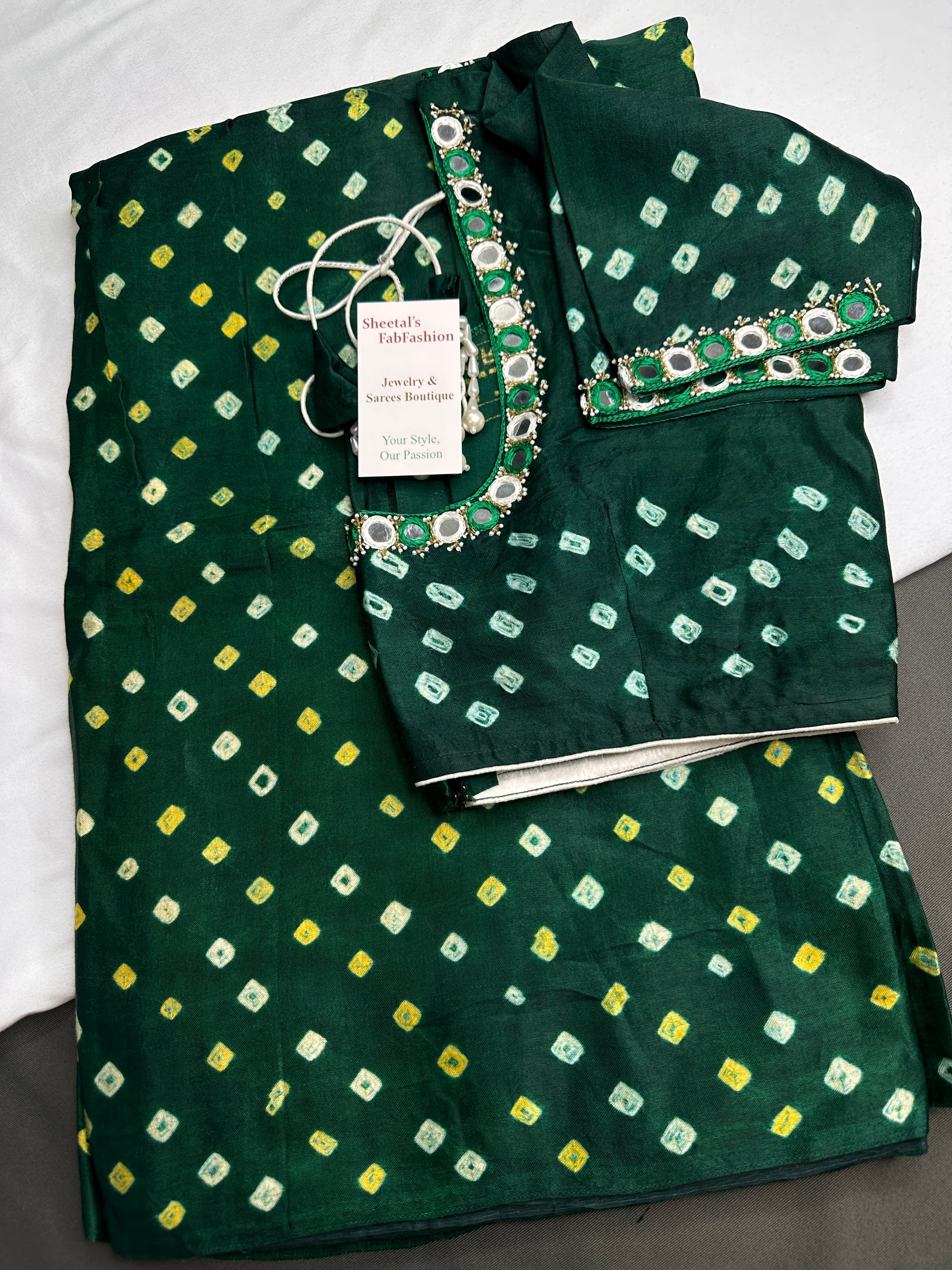Bandhani Bhandej Green Modal Silk Saree - 