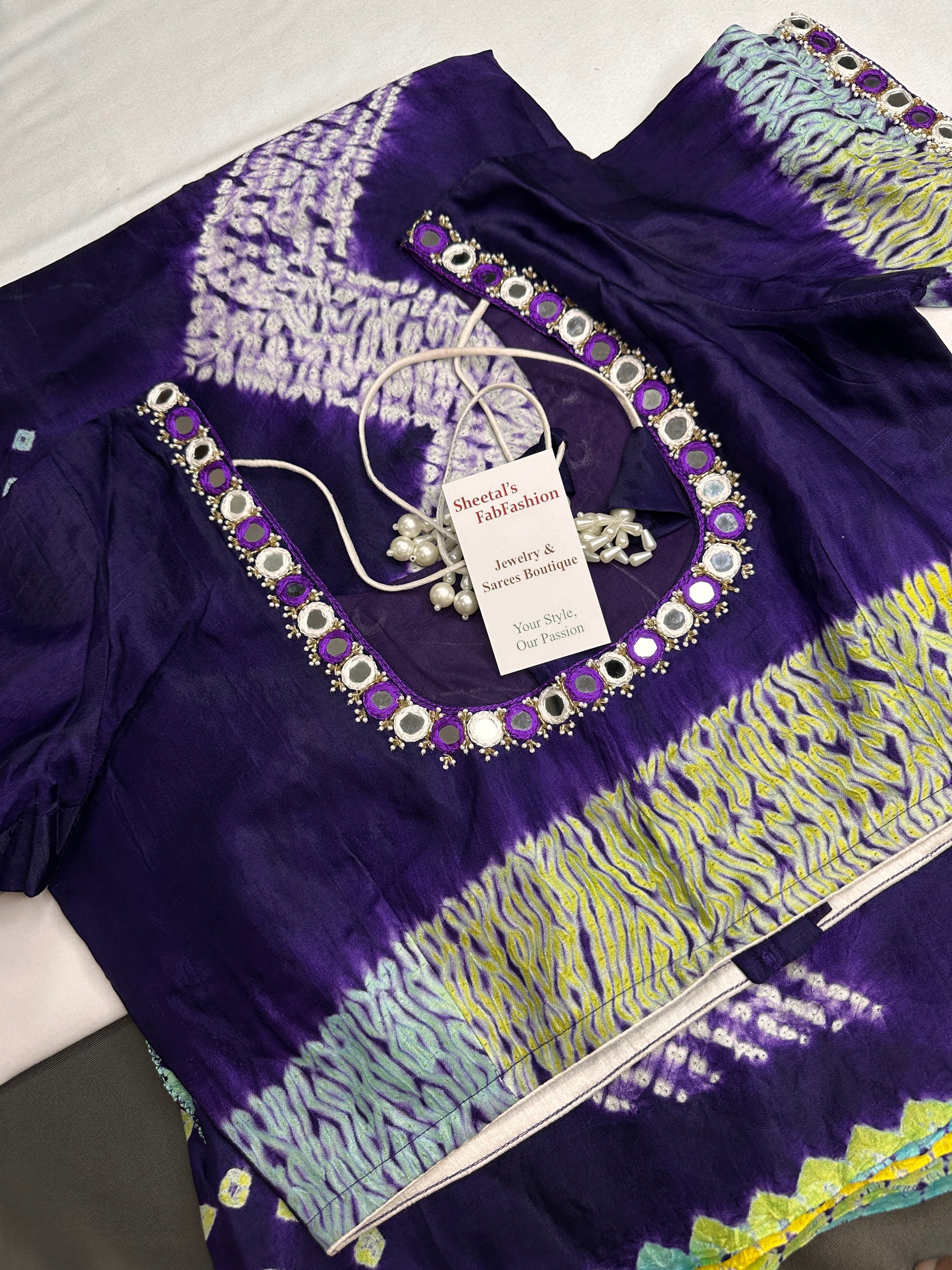 Shibori Bandhani Bhandej Purple Silk Saree - 