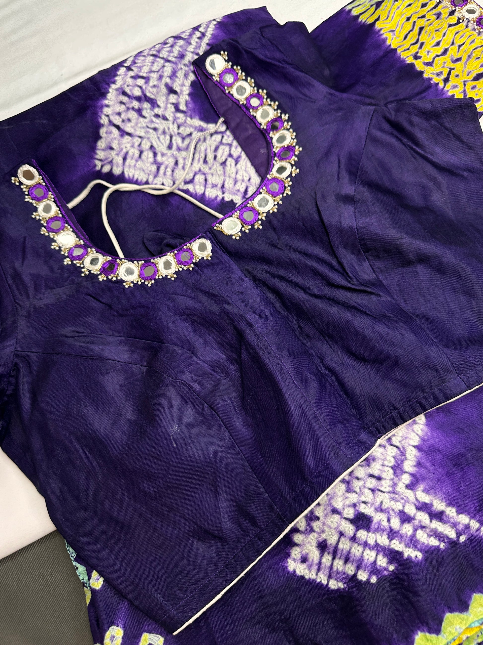 Shibori Bandhani Bhandej Purple Silk Saree - 