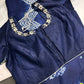 Shibori Bandhani Bhandej Blue Silk Saree - 